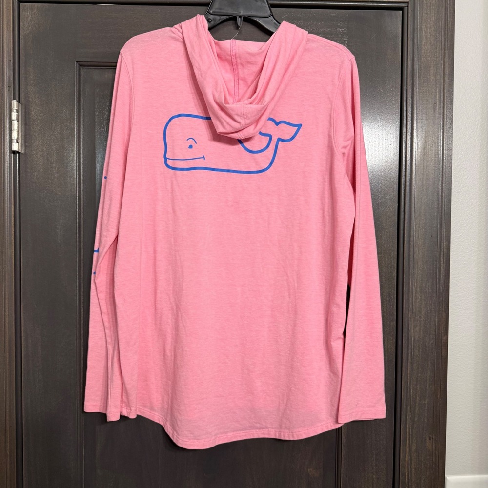 Vineyard Vines Womens Pink Long Sleeve Whale Logo Hoodie Tee Shirt Size L - Picture 5 of 6
